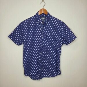 BONOBOS Mens Standard Fit Short Sleeve Button Down Shirt Blue 100% Cotton Size M